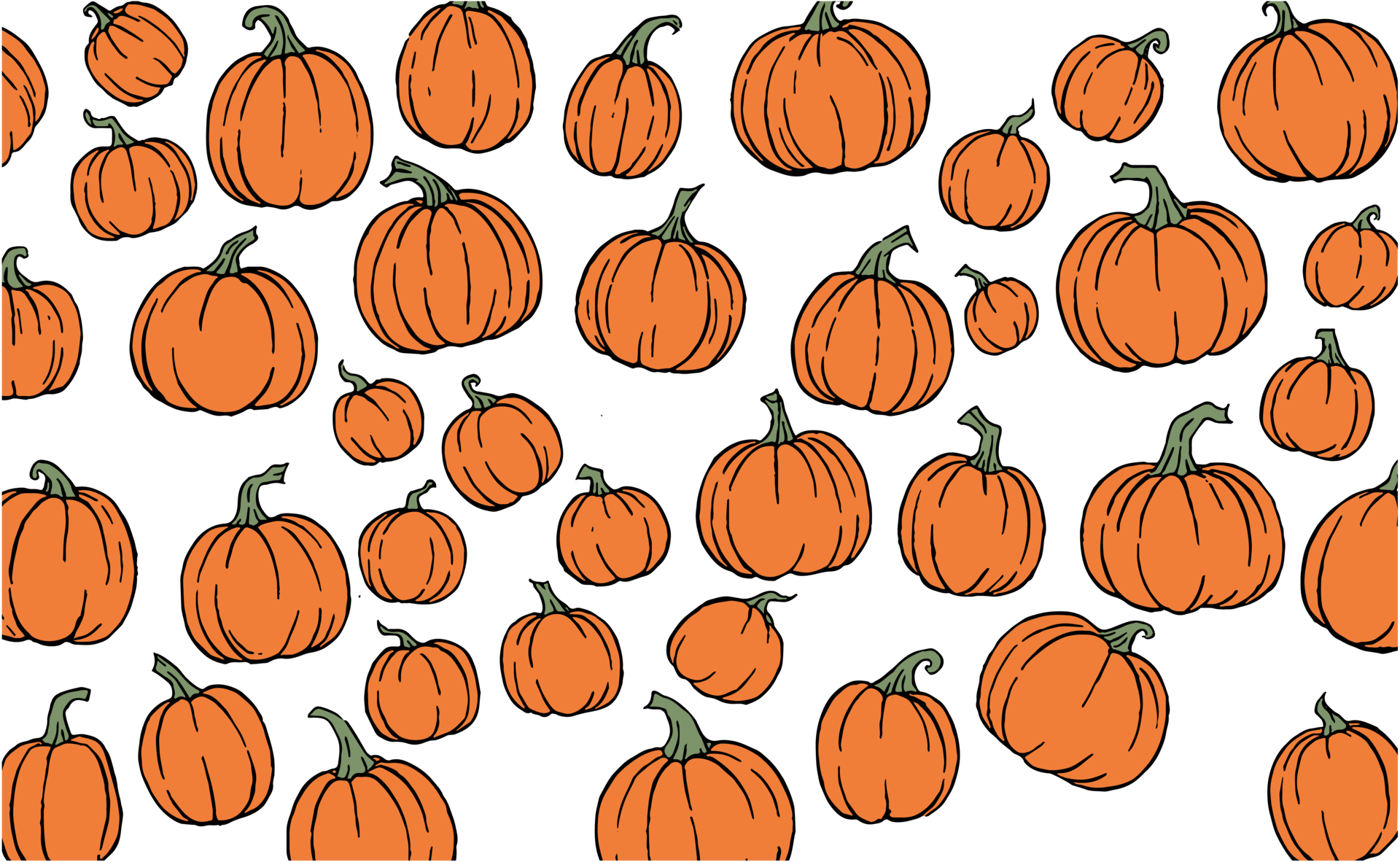 Hand drawn pumpkin seamless pattern in brush style isolated on ...