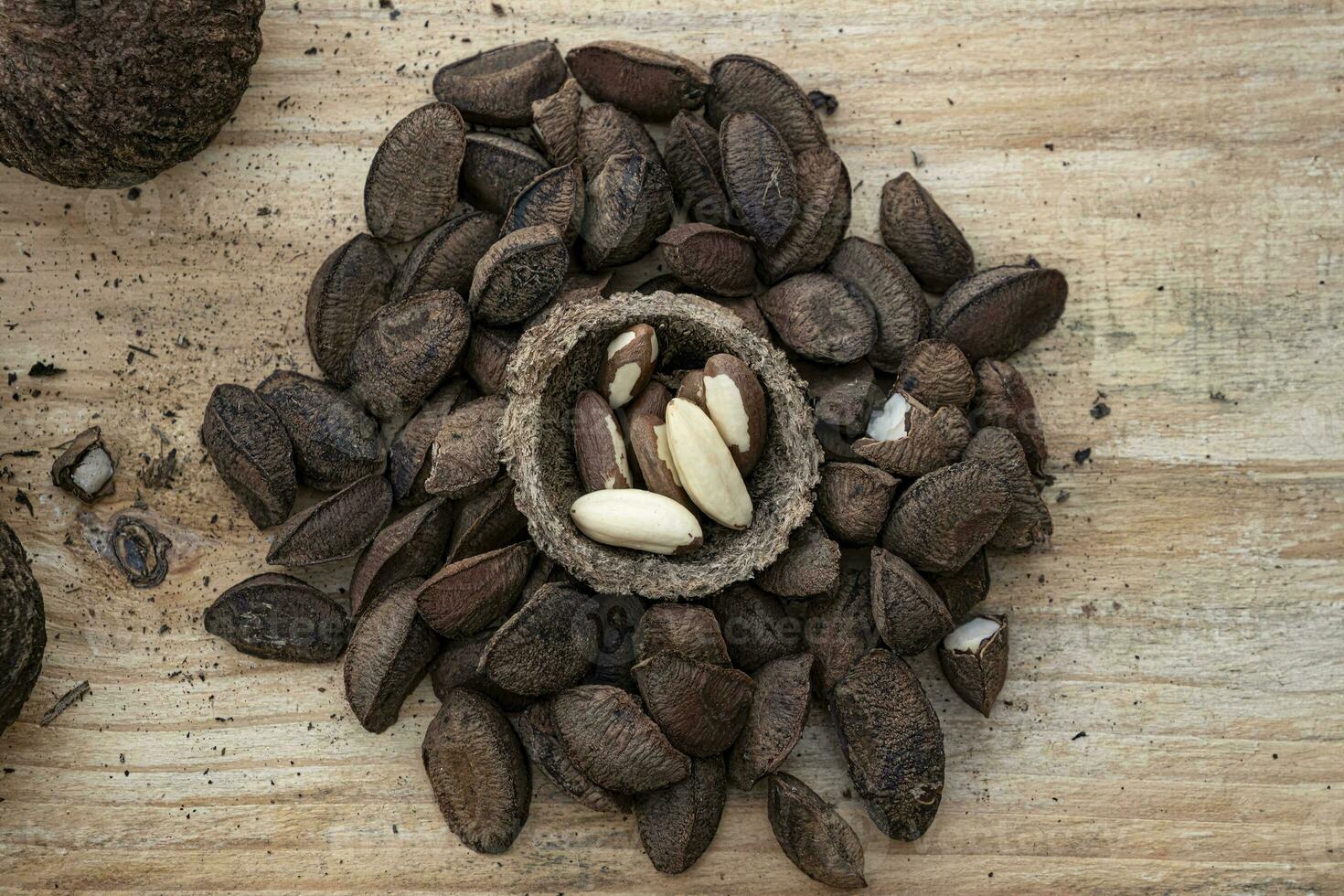 Brazil nuts on a board photo