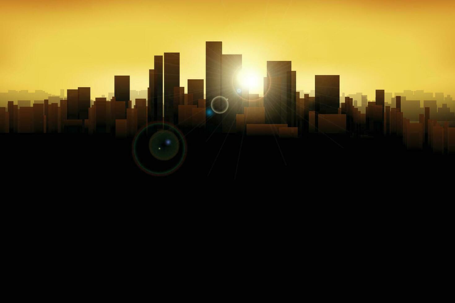 ciudad silueta puesta de sol vector