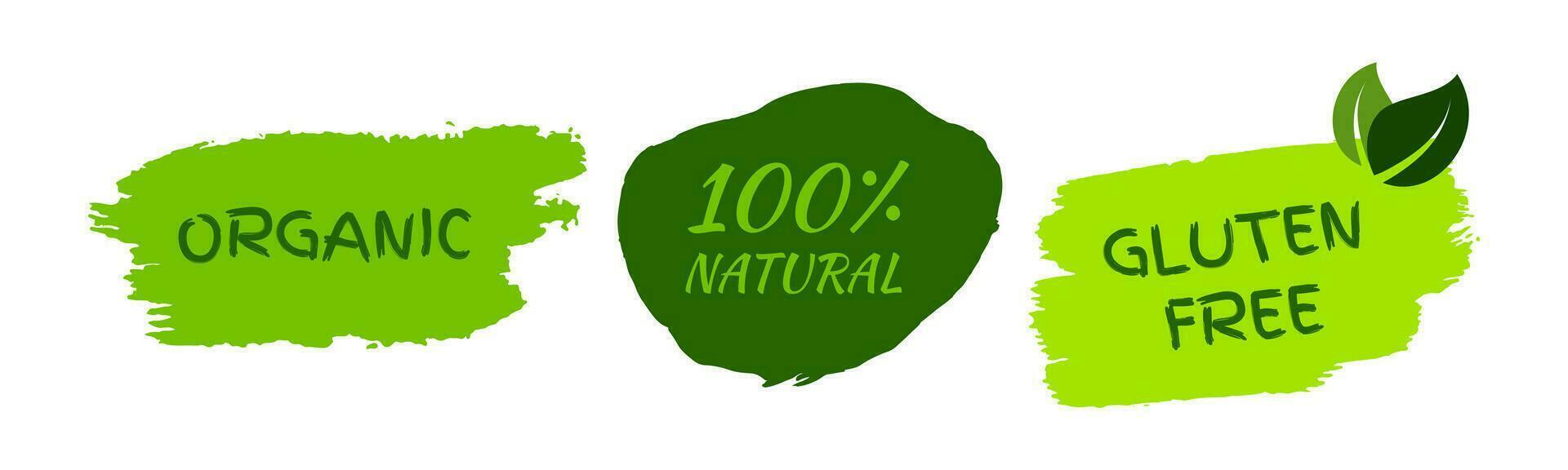 Green natural bio labels vector