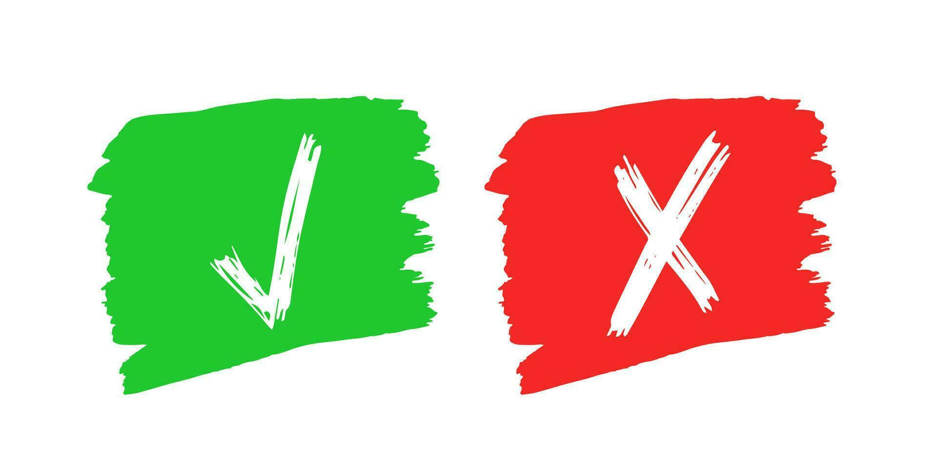 Hand drawn check and cross sign elements vector
