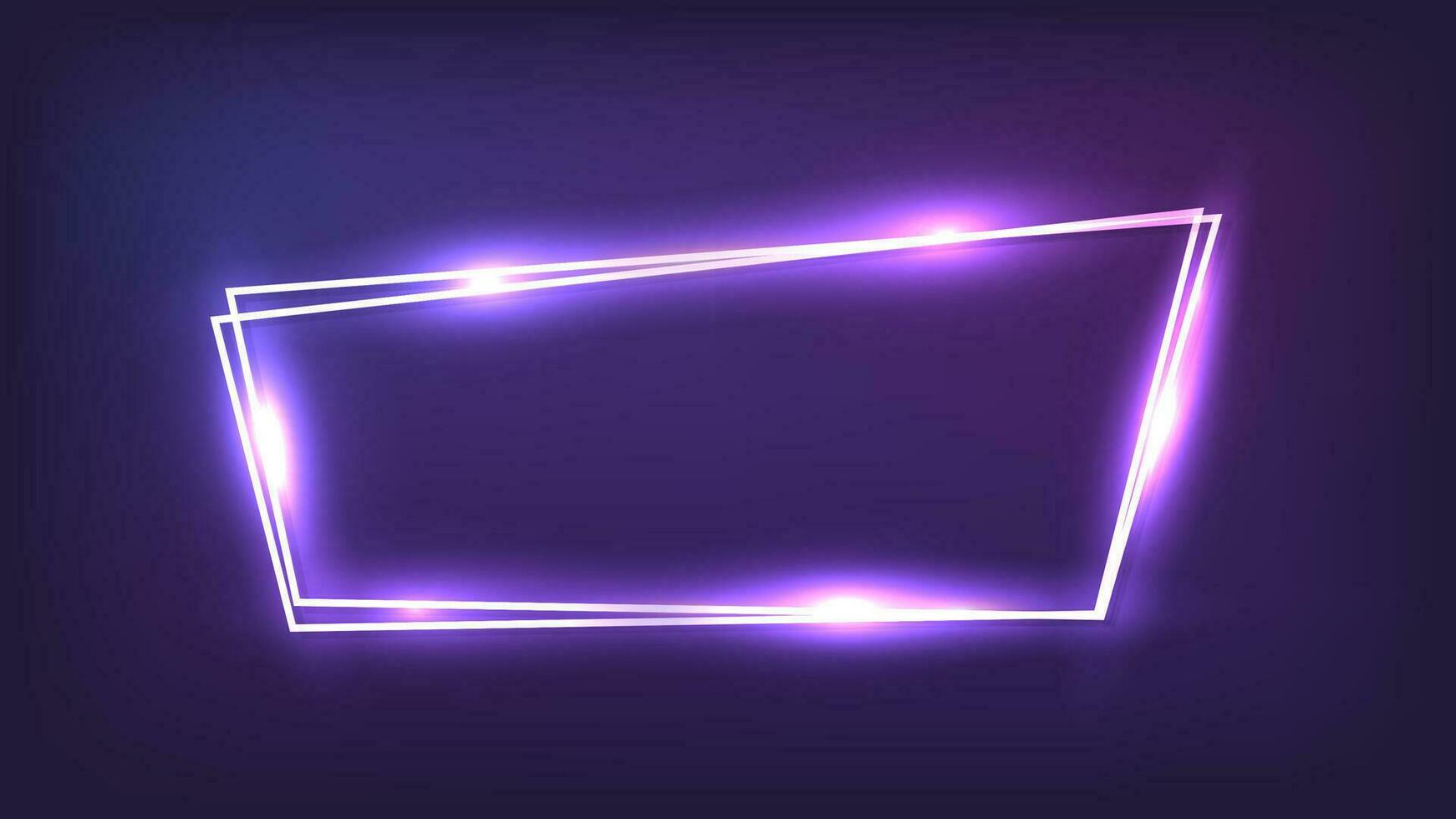 Neon double frame with shining effects vector