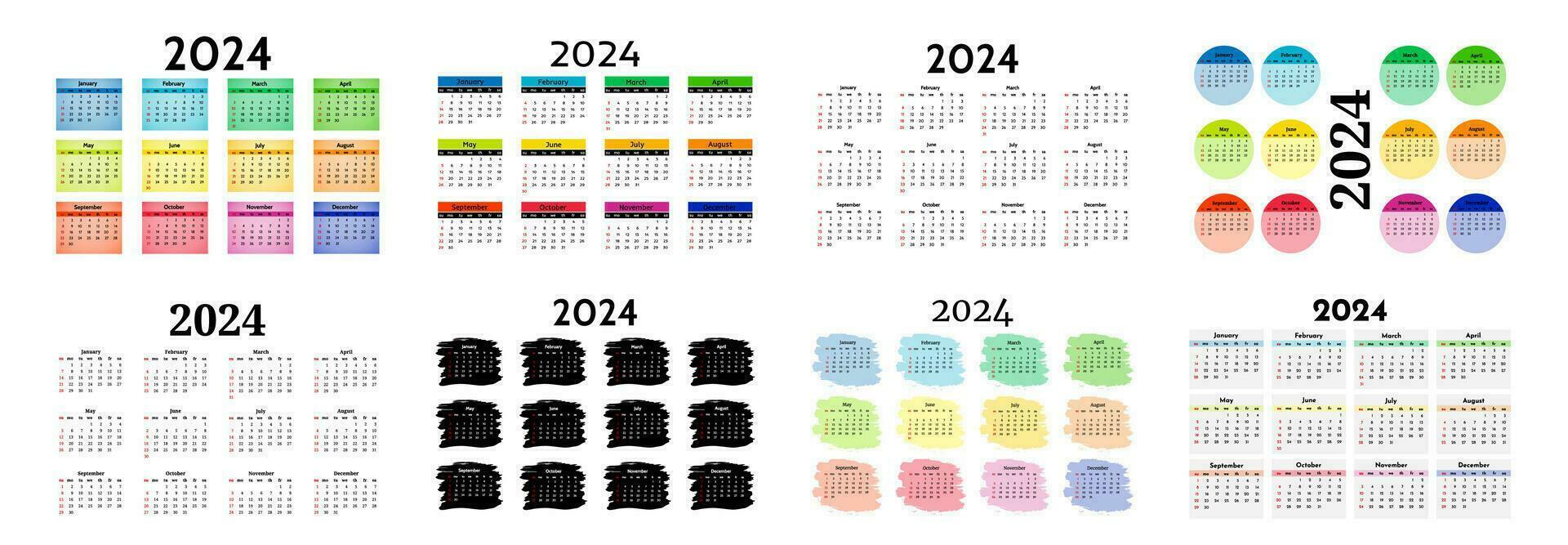 calendario para 2024 aislado en un blanco antecedentes vector