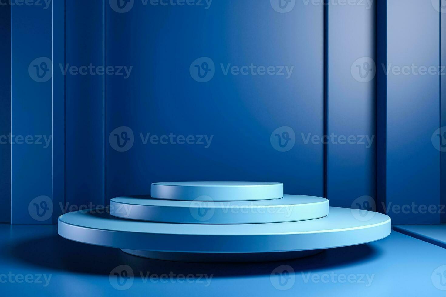 Abstract blue 3D render podium for product presentation mockup photo