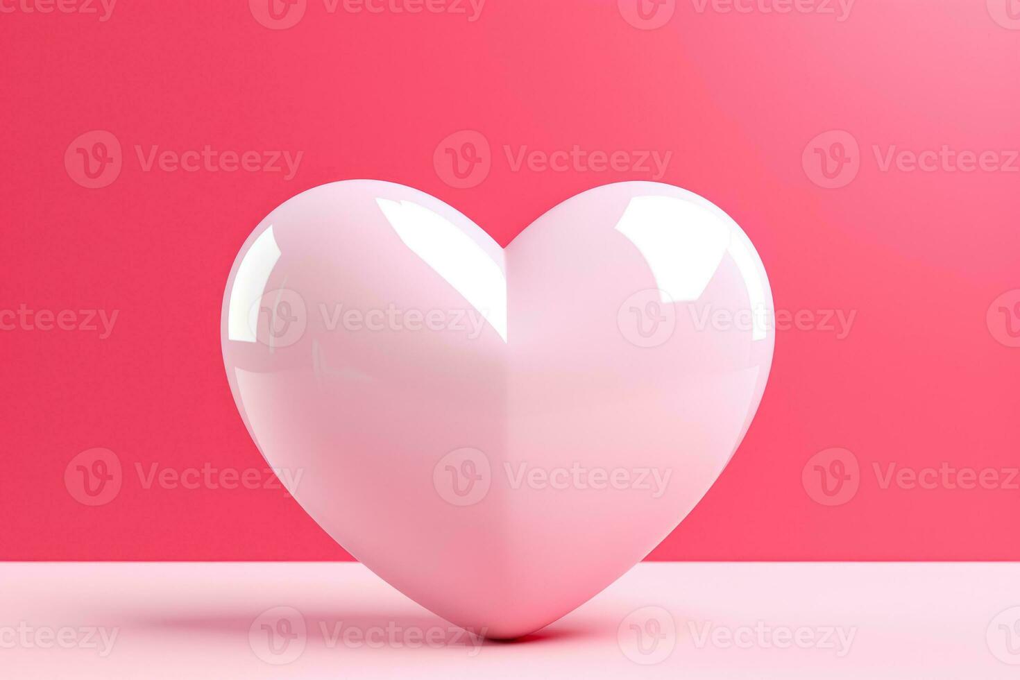 3D Icon Hands Gesture with Red Heart on Pink Background photo