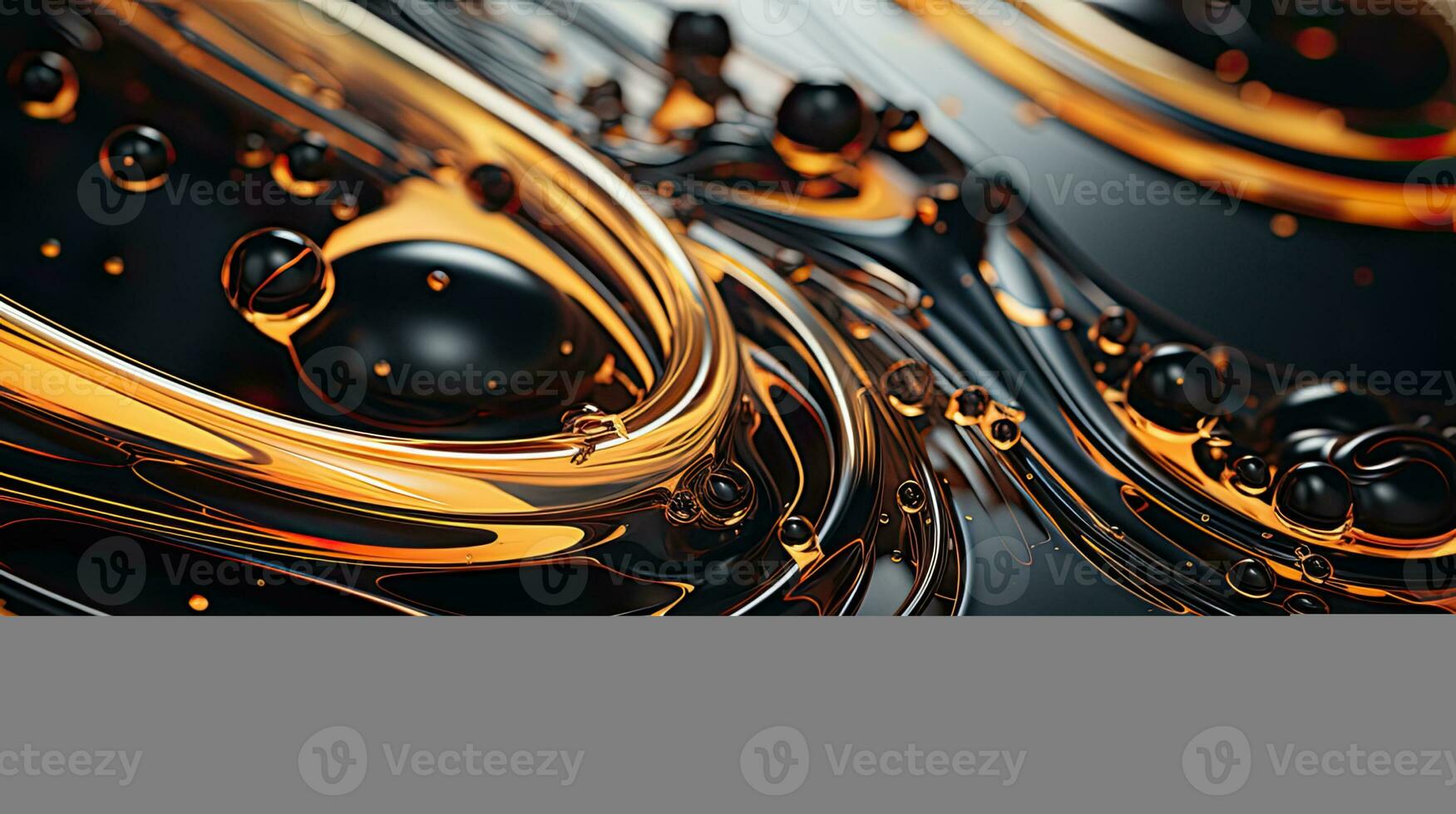 Dynamic Oil Art Abstract Flow Gold Bubbles Texture Generative AI photo