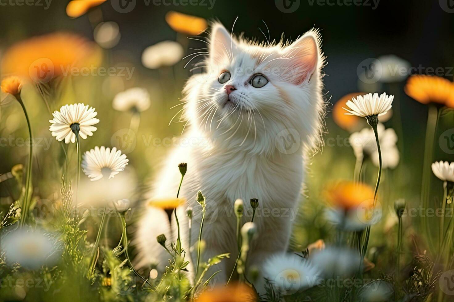 Kitten Playing in Meadow Nature Charm Generative AI photo