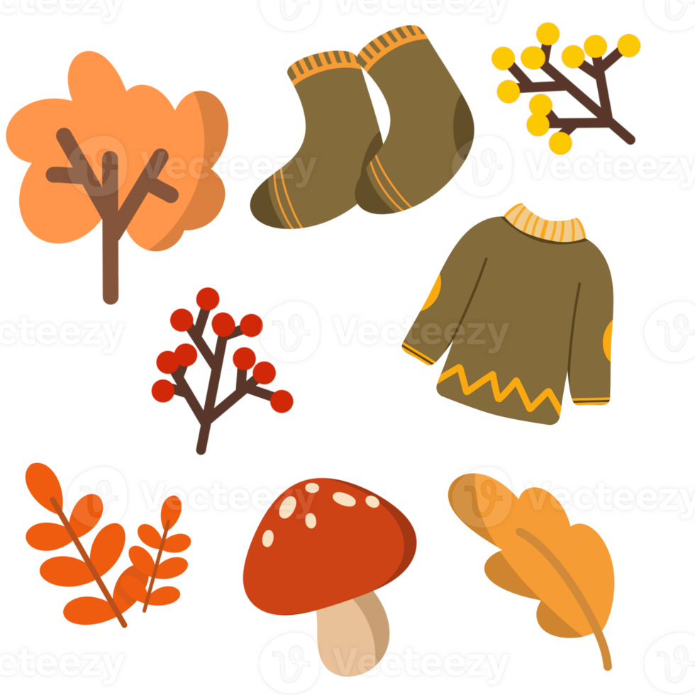 autumn stickers set png