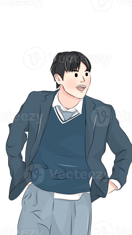 schooljongen in uniform lachend hartelijk png