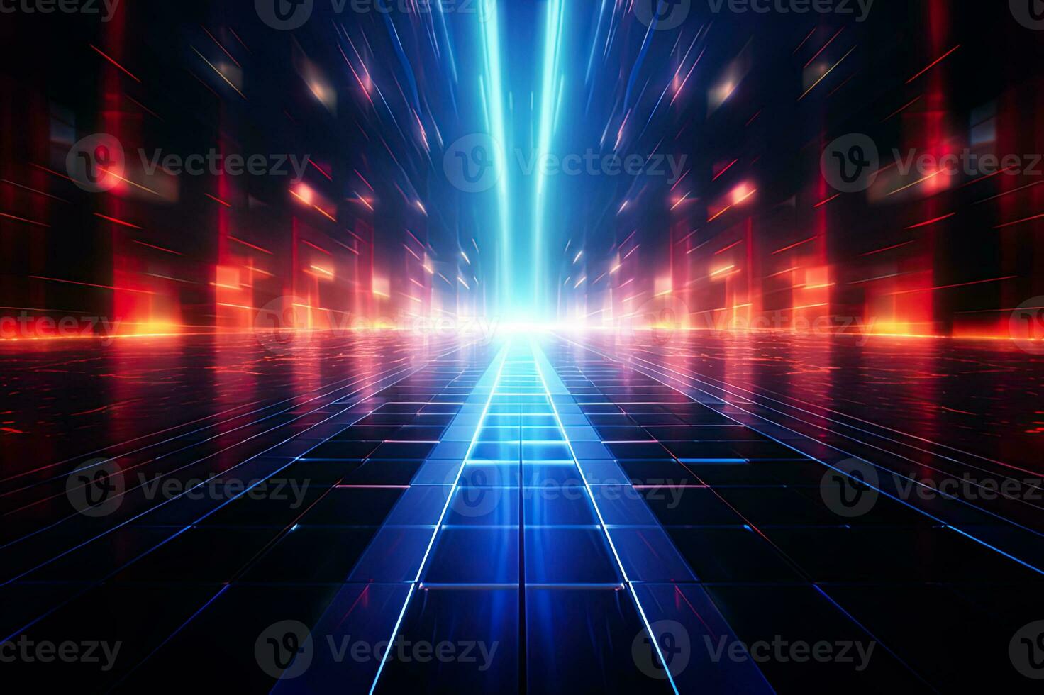 Geometric Abstraction Perspective Radial Light Generative AI photo
