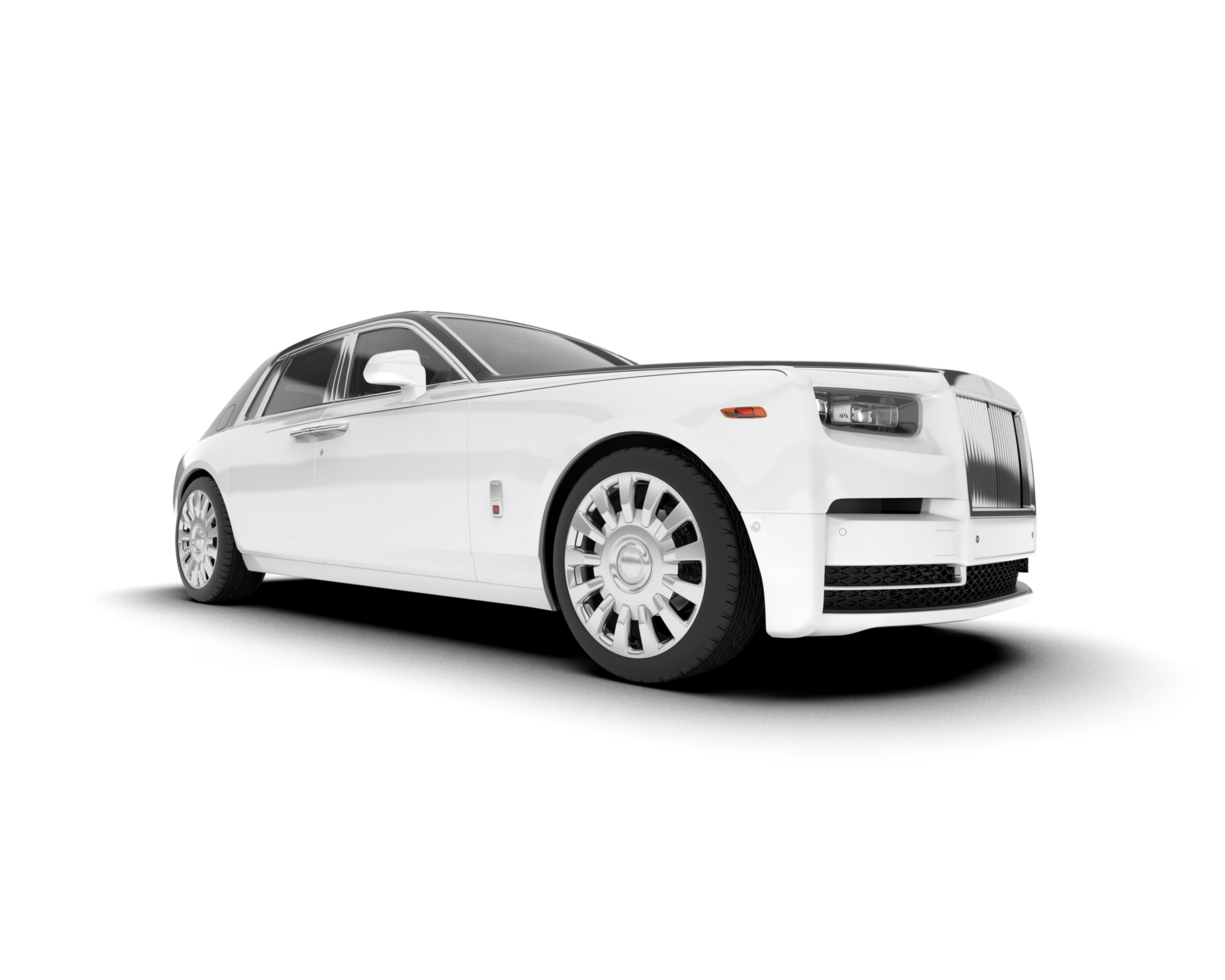 White luxury car isolated on transparent background. 3d rendering - illustration png