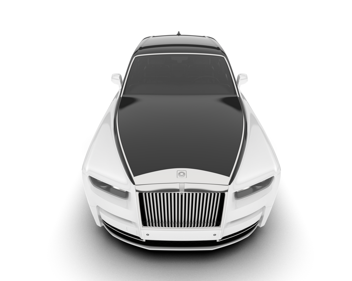 White luxury car isolated on transparent background. 3d rendering - illustration png