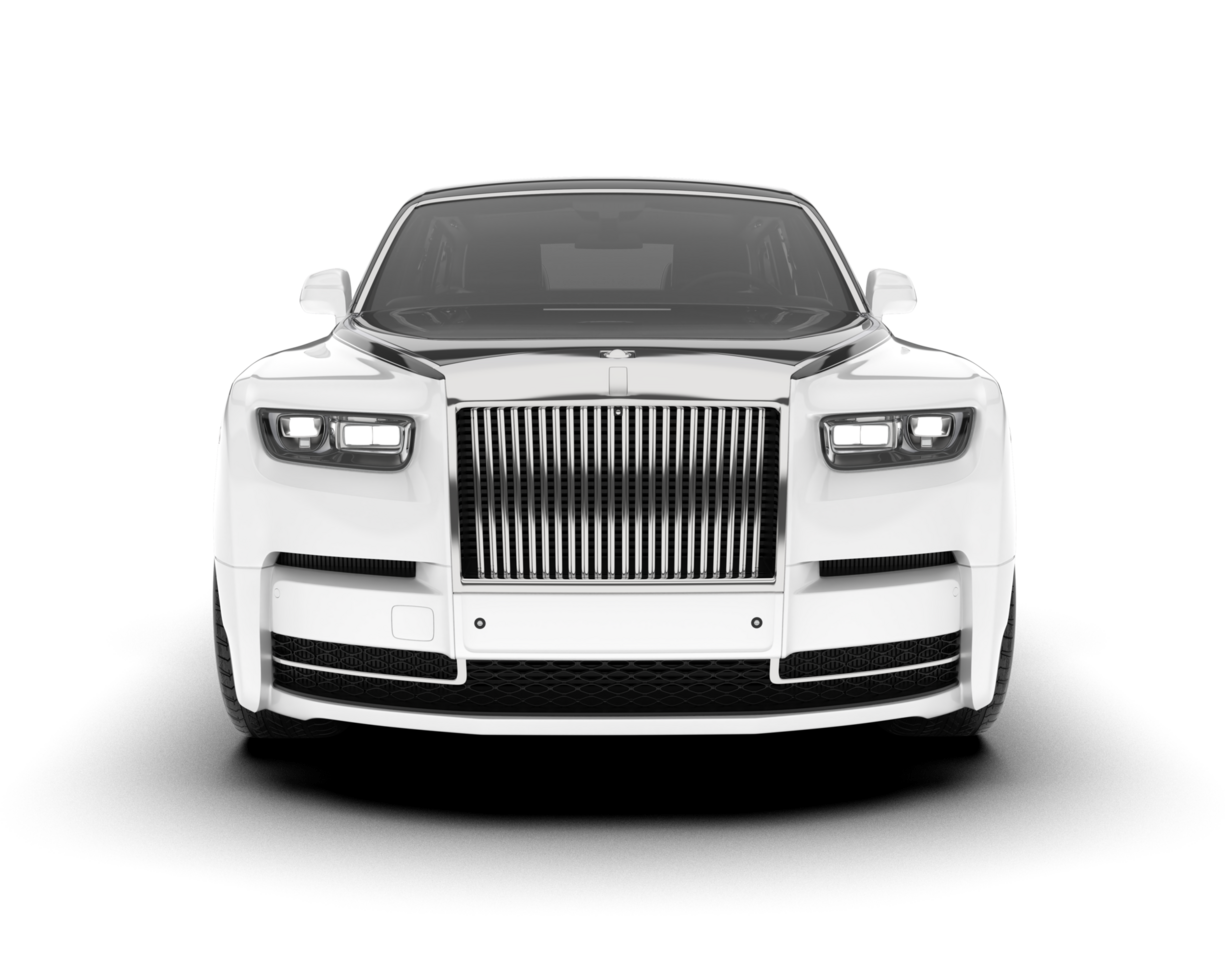 White luxury car isolated on transparent background. 3d rendering - illustration png