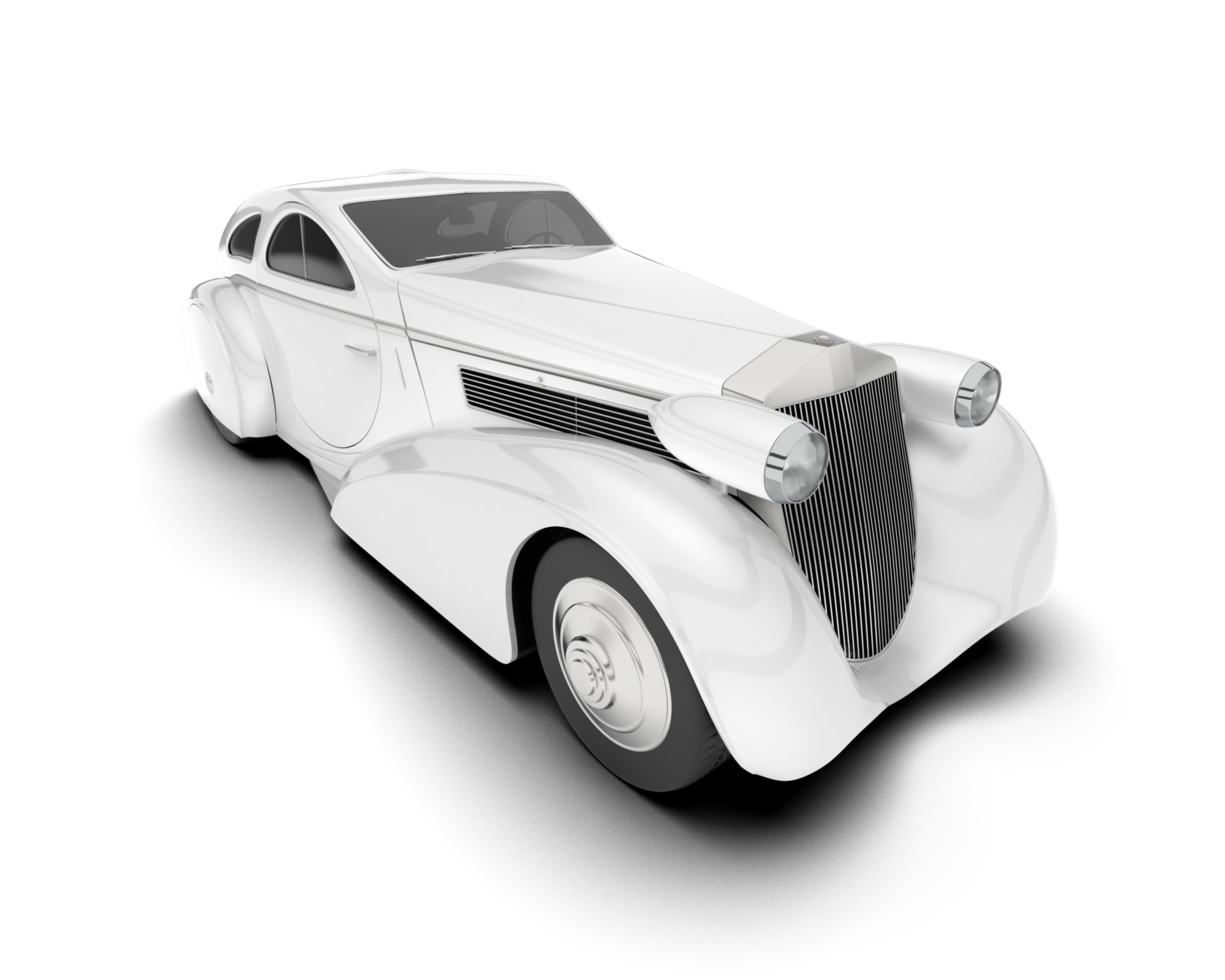 White luxury car isolated on transparent background. 3d rendering - illustration png