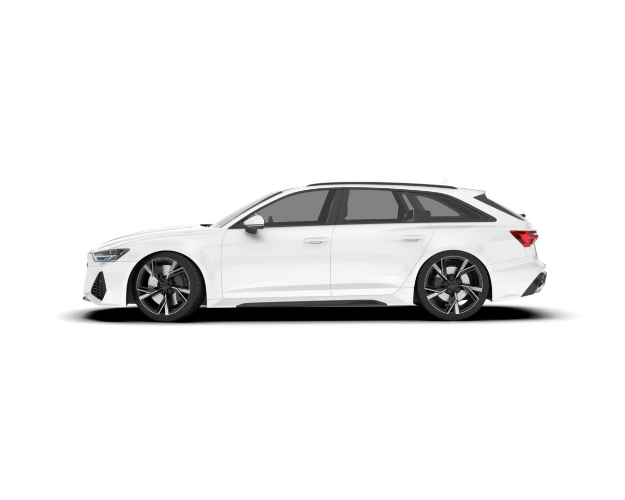 White modern car isolated on transparent background. 3d rendering - illustration png