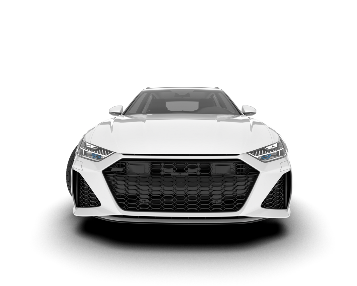 White modern car isolated on transparent background. 3d rendering - illustration png