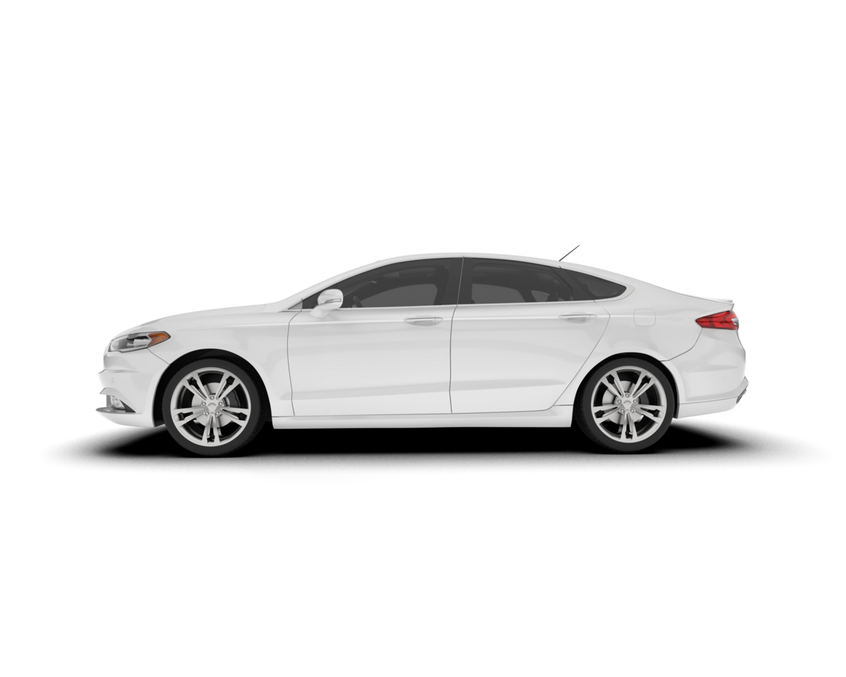 White modern car isolated on transparent background. 3d rendering - illustration png