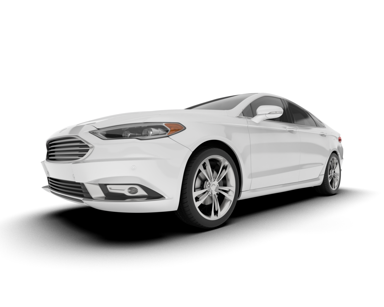 White modern car isolated on transparent background. 3d rendering - illustration png