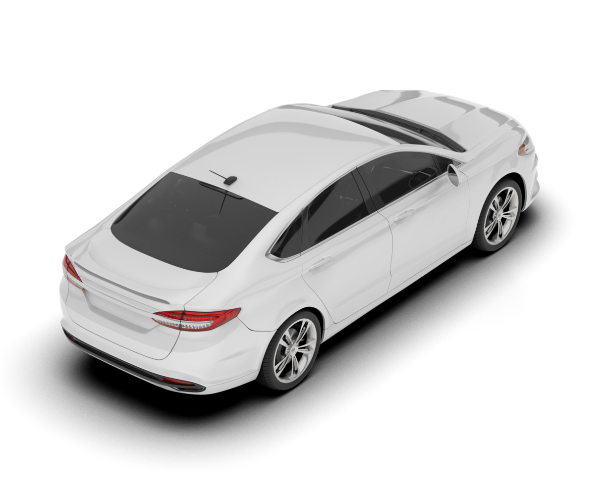 White modern car isolated on transparent background. 3d rendering - illustration png