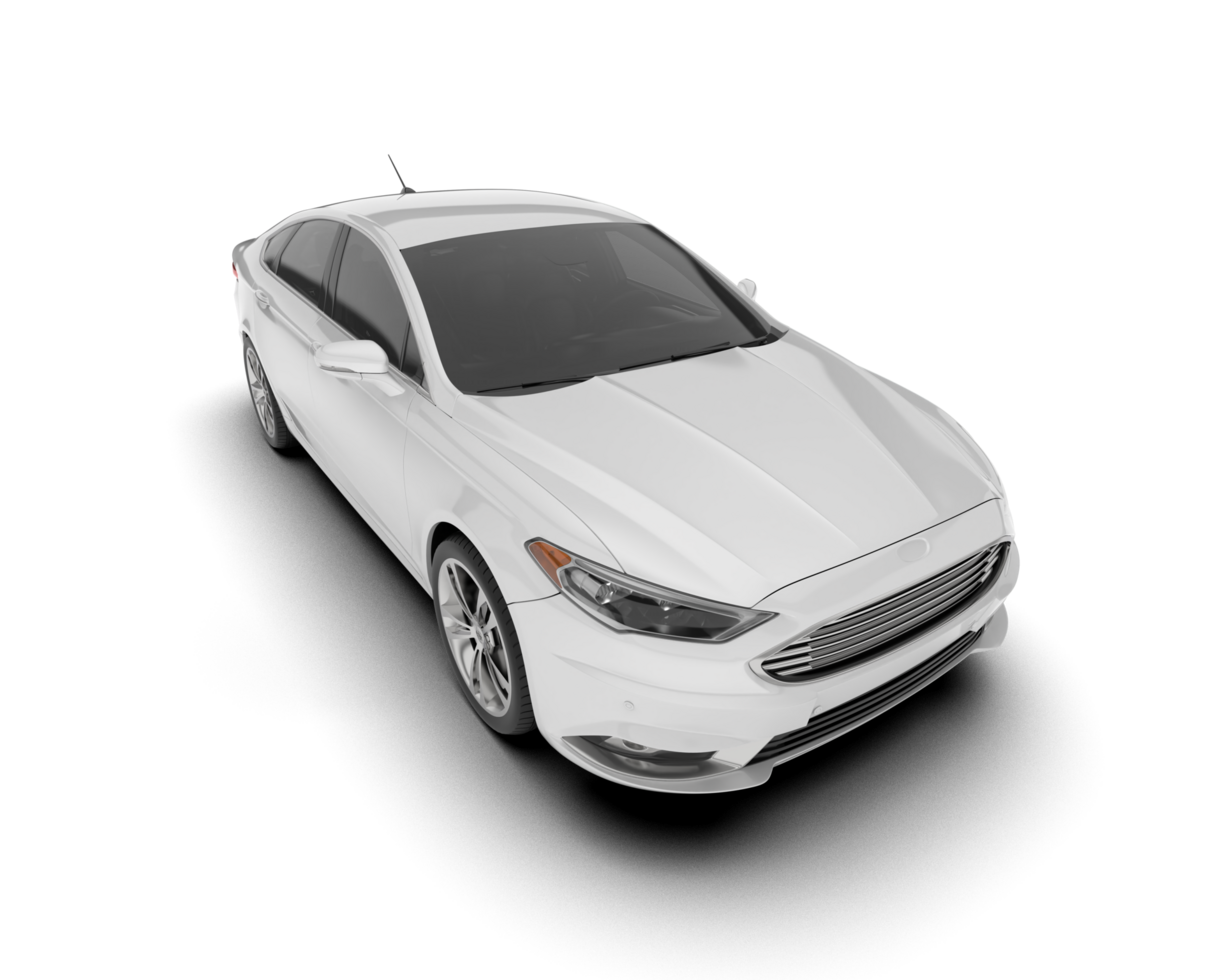 White modern car isolated on transparent background. 3d rendering - illustration png