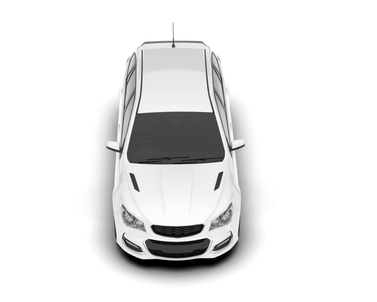 White modern car isolated on transparent background. 3d rendering - illustration png