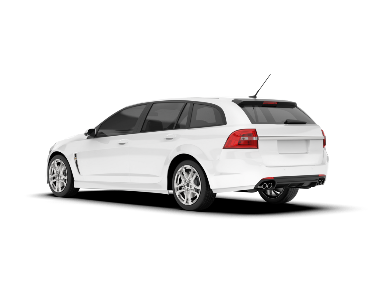White modern car isolated on transparent background. 3d rendering - illustration png