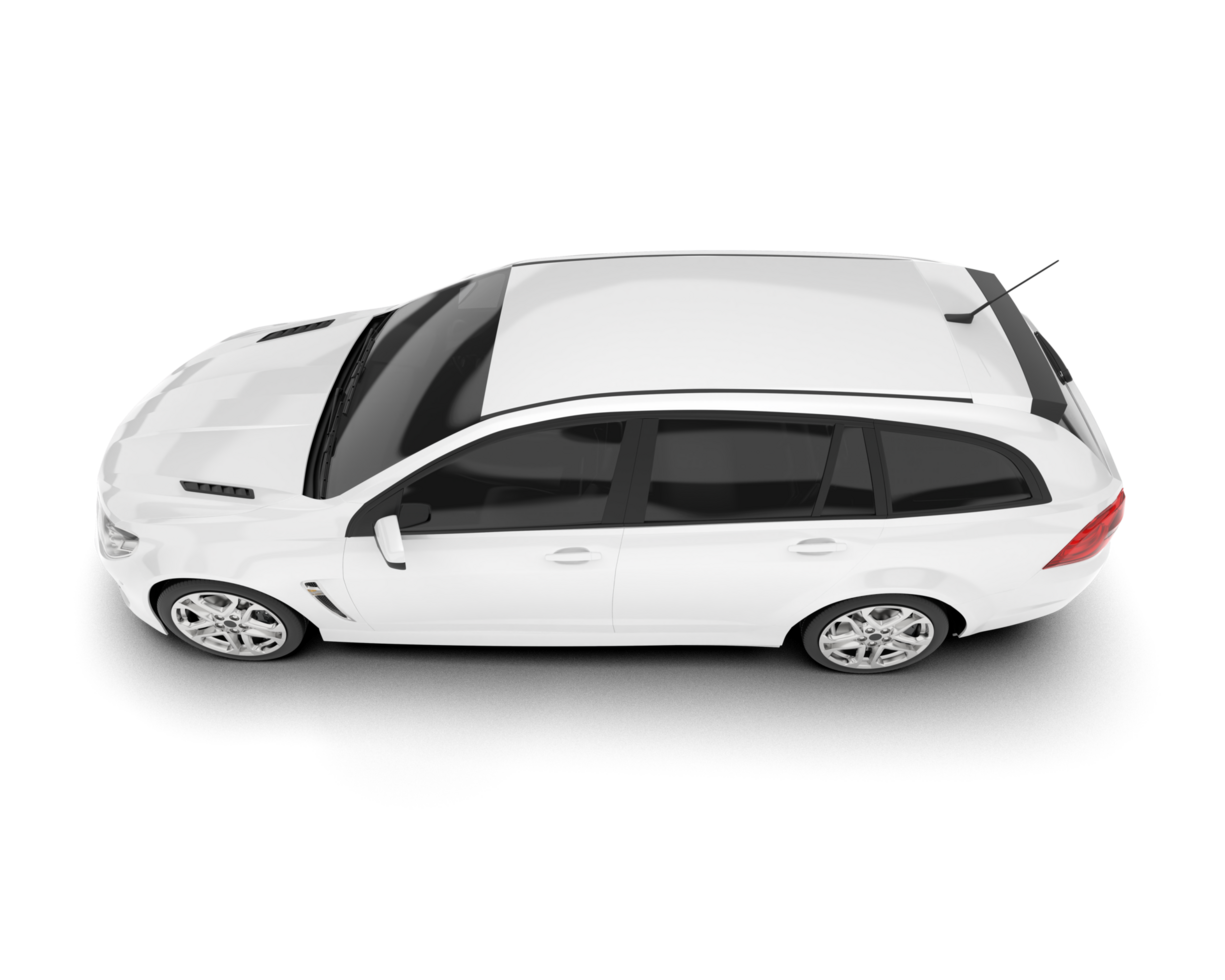 White modern car isolated on transparent background. 3d rendering - illustration png