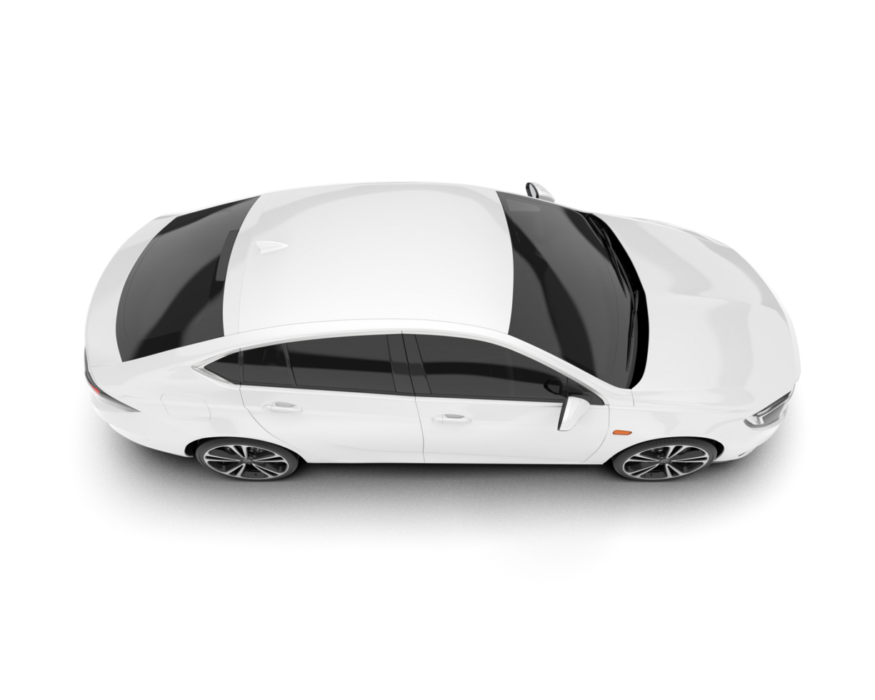 White modern car isolated on transparent background. 3d rendering - illustration png