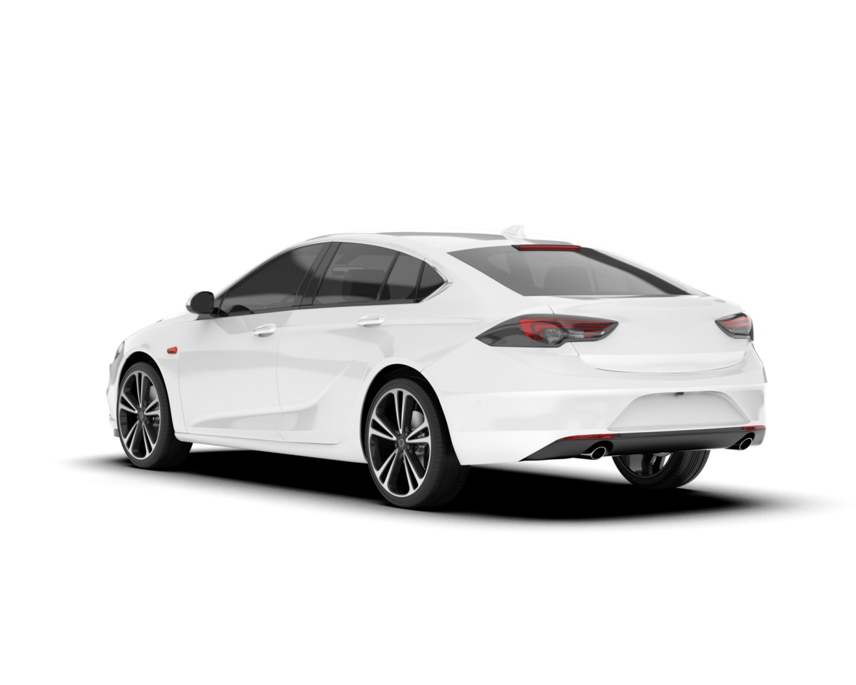 White modern car isolated on transparent background. 3d rendering - illustration png