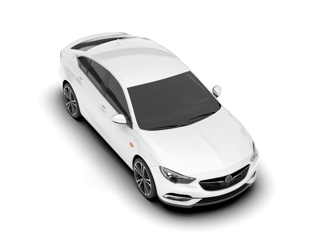 White modern car isolated on transparent background. 3d rendering - illustration png