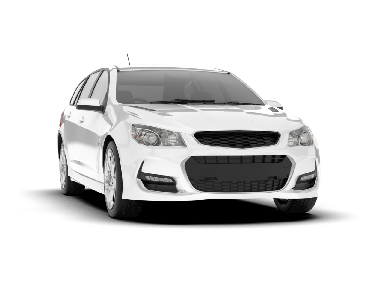 White modern car isolated on transparent background. 3d rendering - illustration png