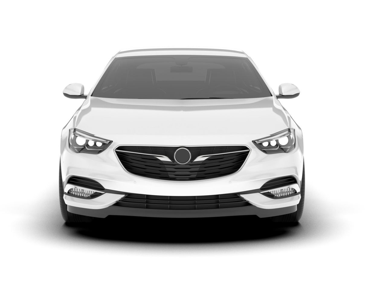 White modern car isolated on transparent background. 3d rendering - illustration png