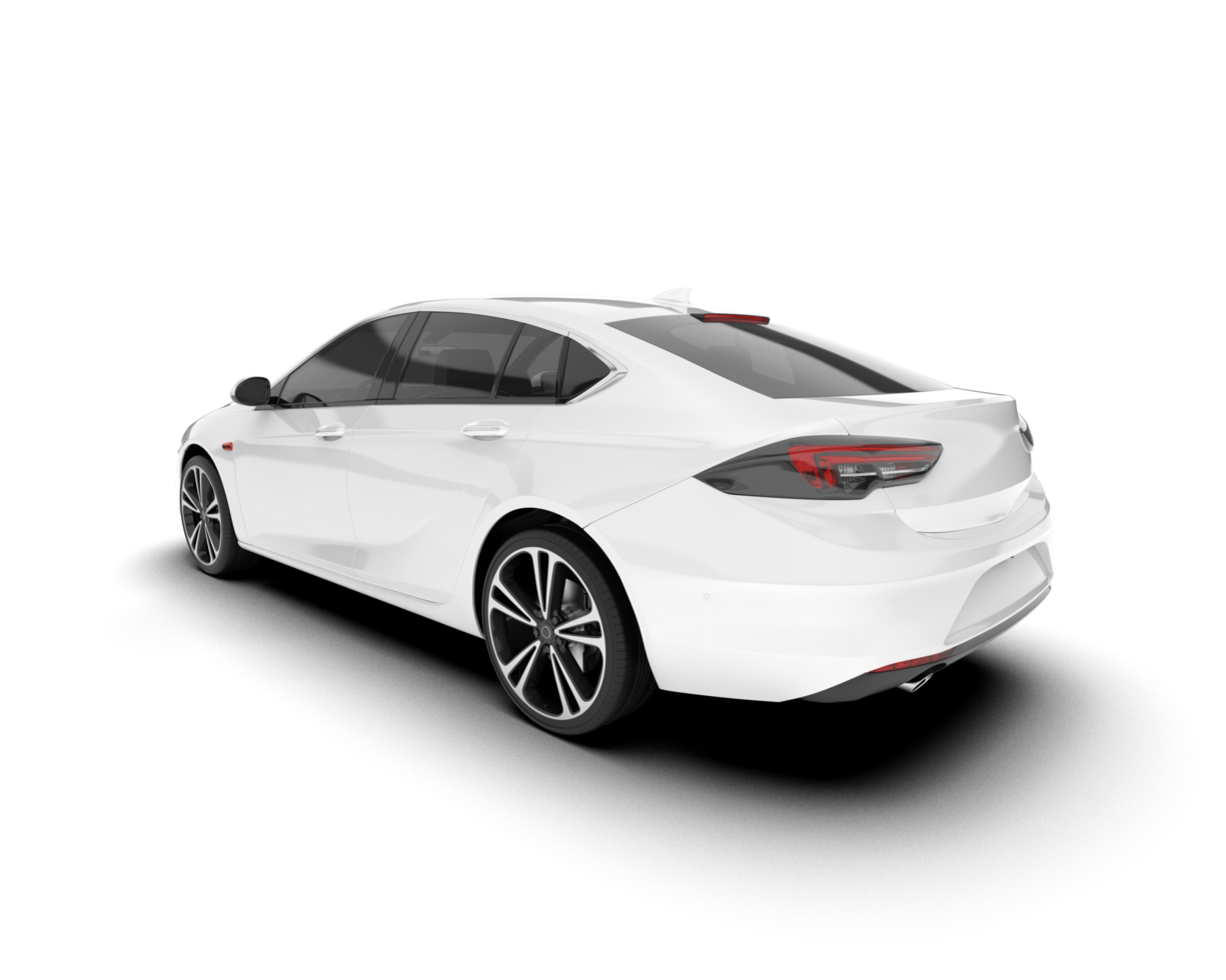 White modern car isolated on transparent background. 3d rendering - illustration png