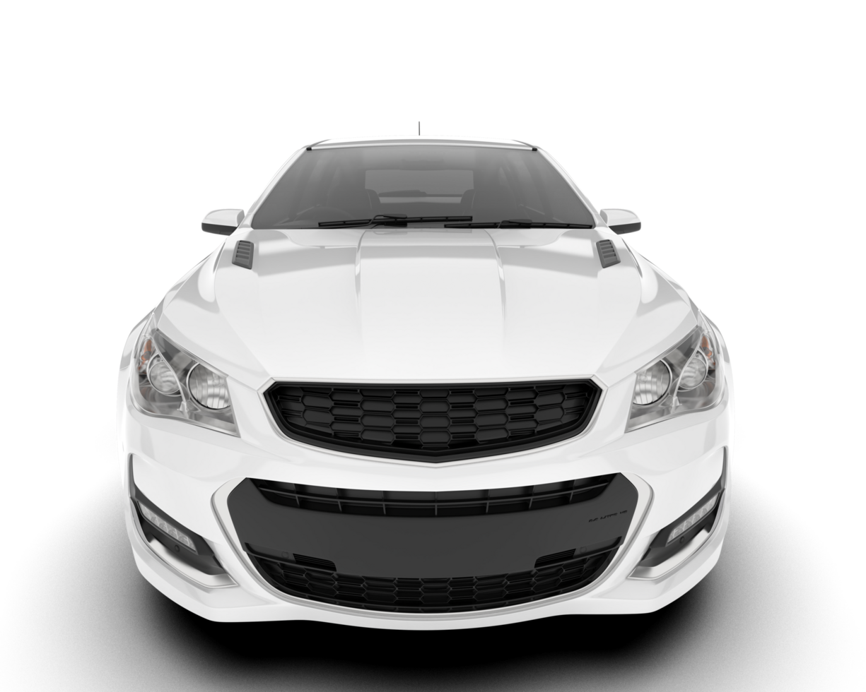White modern car isolated on transparent background. 3d rendering - illustration png