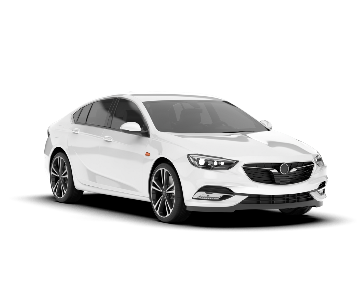 White modern car isolated on transparent background. 3d rendering - illustration png