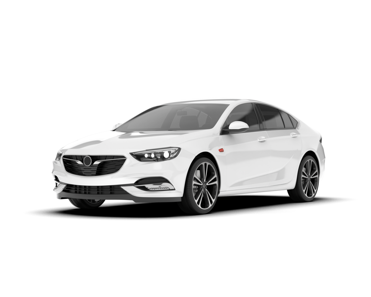 White modern car isolated on transparent background. 3d rendering - illustration png