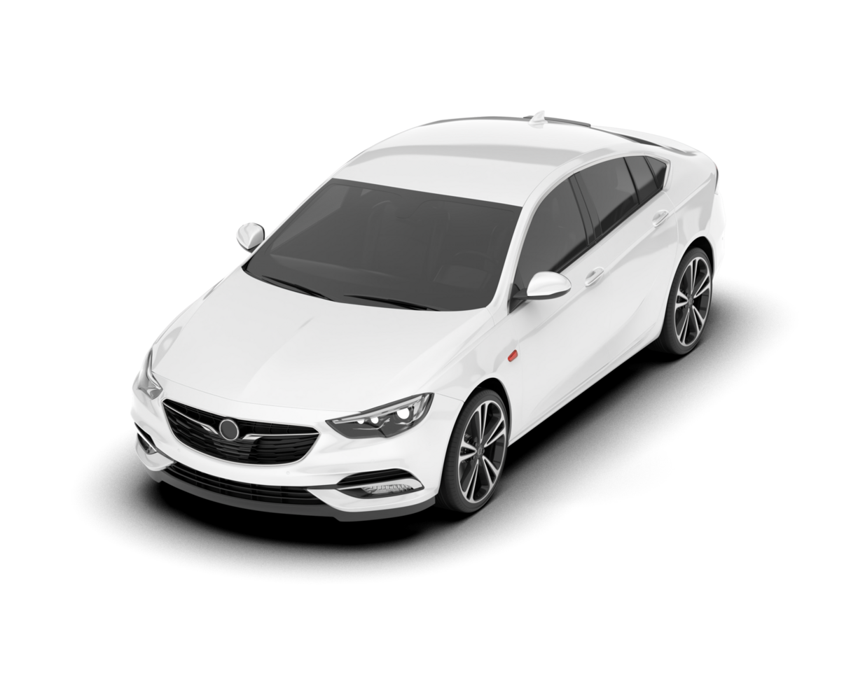 White modern car isolated on transparent background. 3d rendering - illustration png