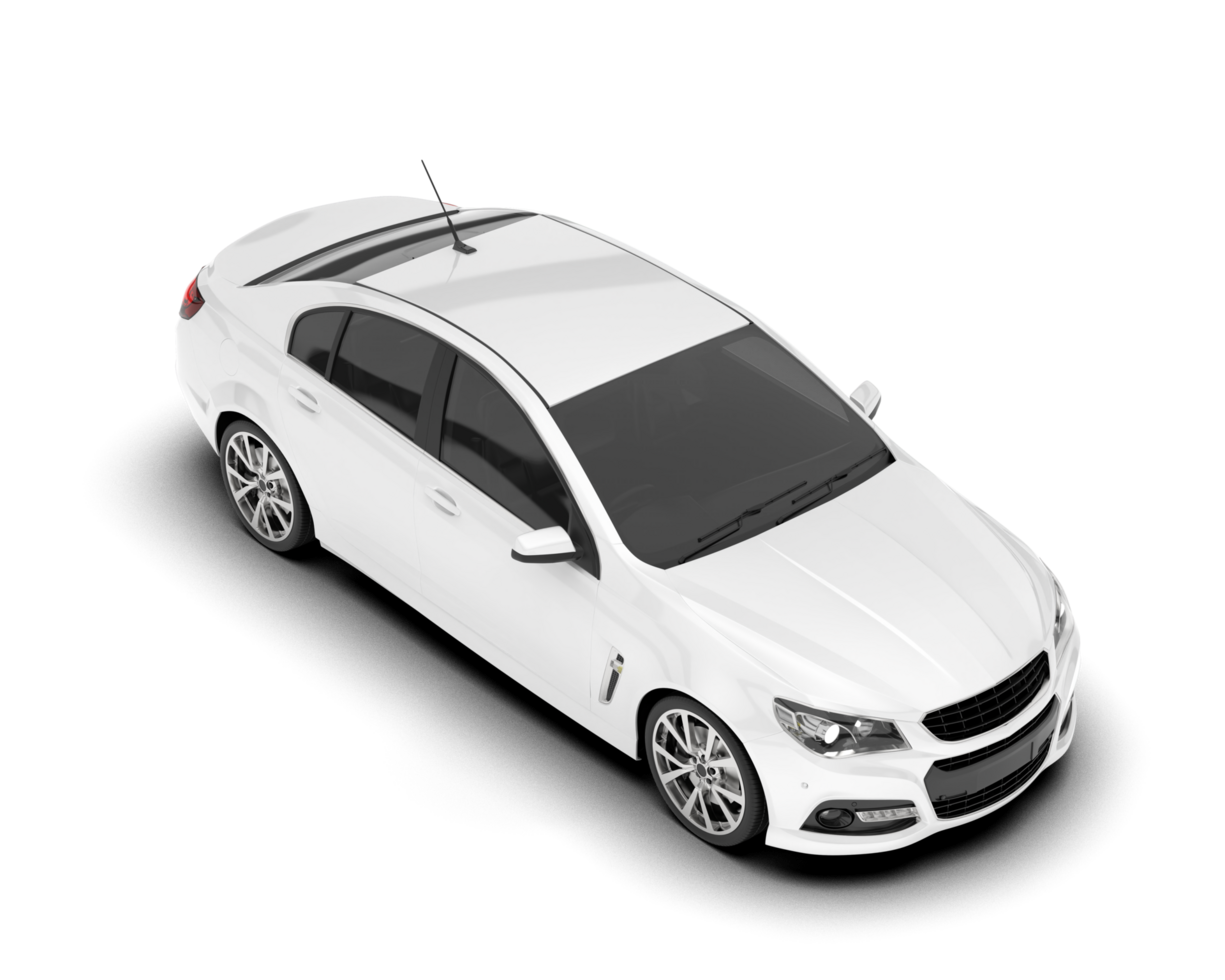 White modern car isolated on transparent background. 3d rendering - illustration png