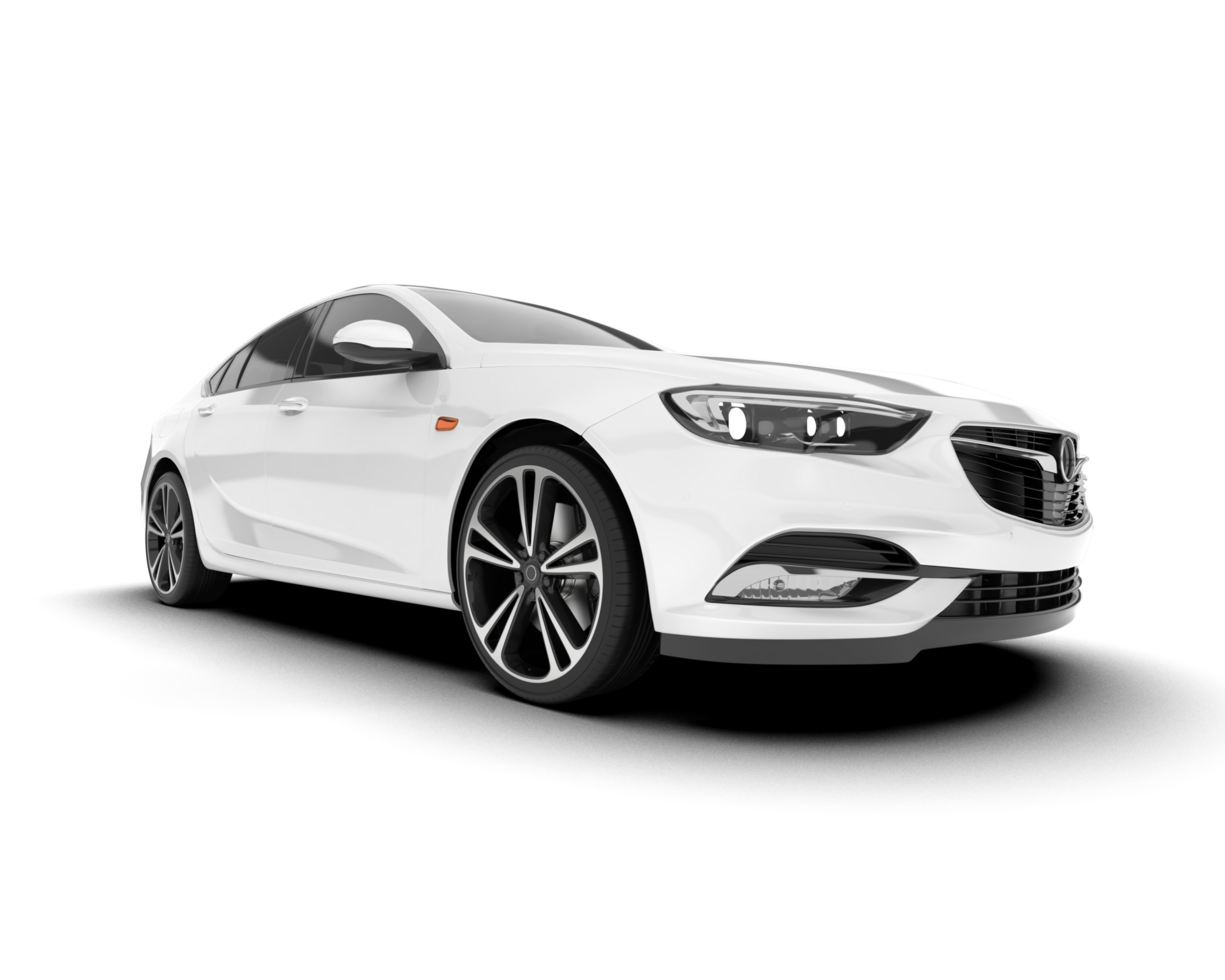 White modern car isolated on transparent background. 3d rendering - illustration png
