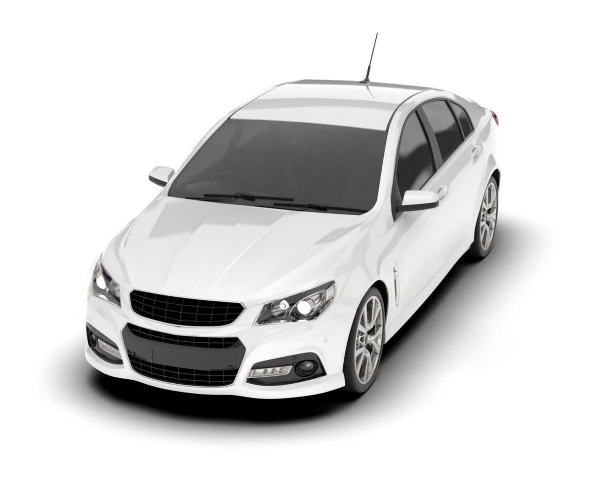 White modern car isolated on transparent background. 3d rendering - illustration png