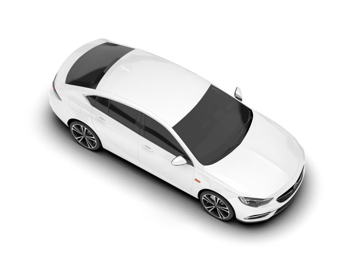 White modern car isolated on transparent background. 3d rendering - illustration png