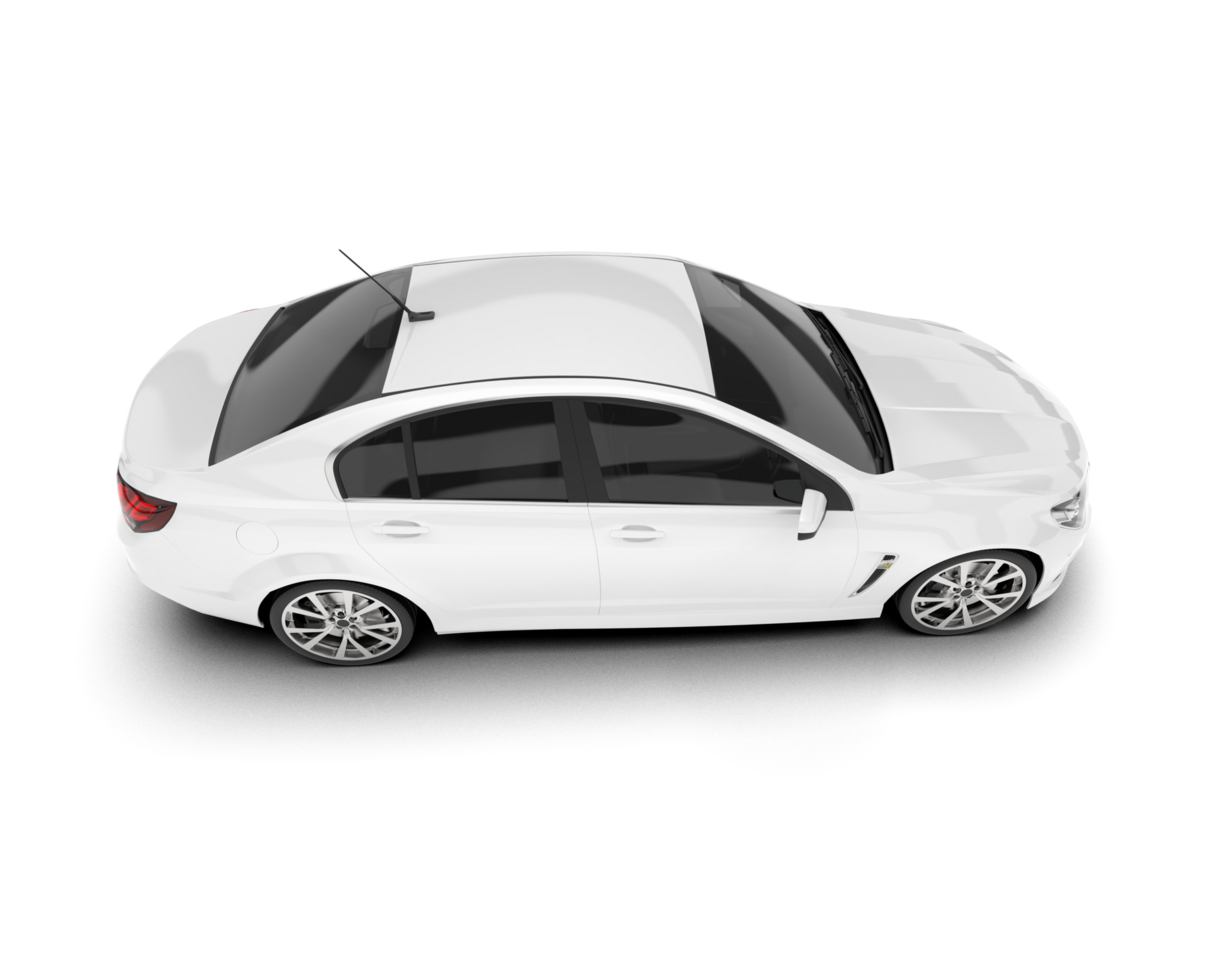 White modern car isolated on transparent background. 3d rendering - illustration png