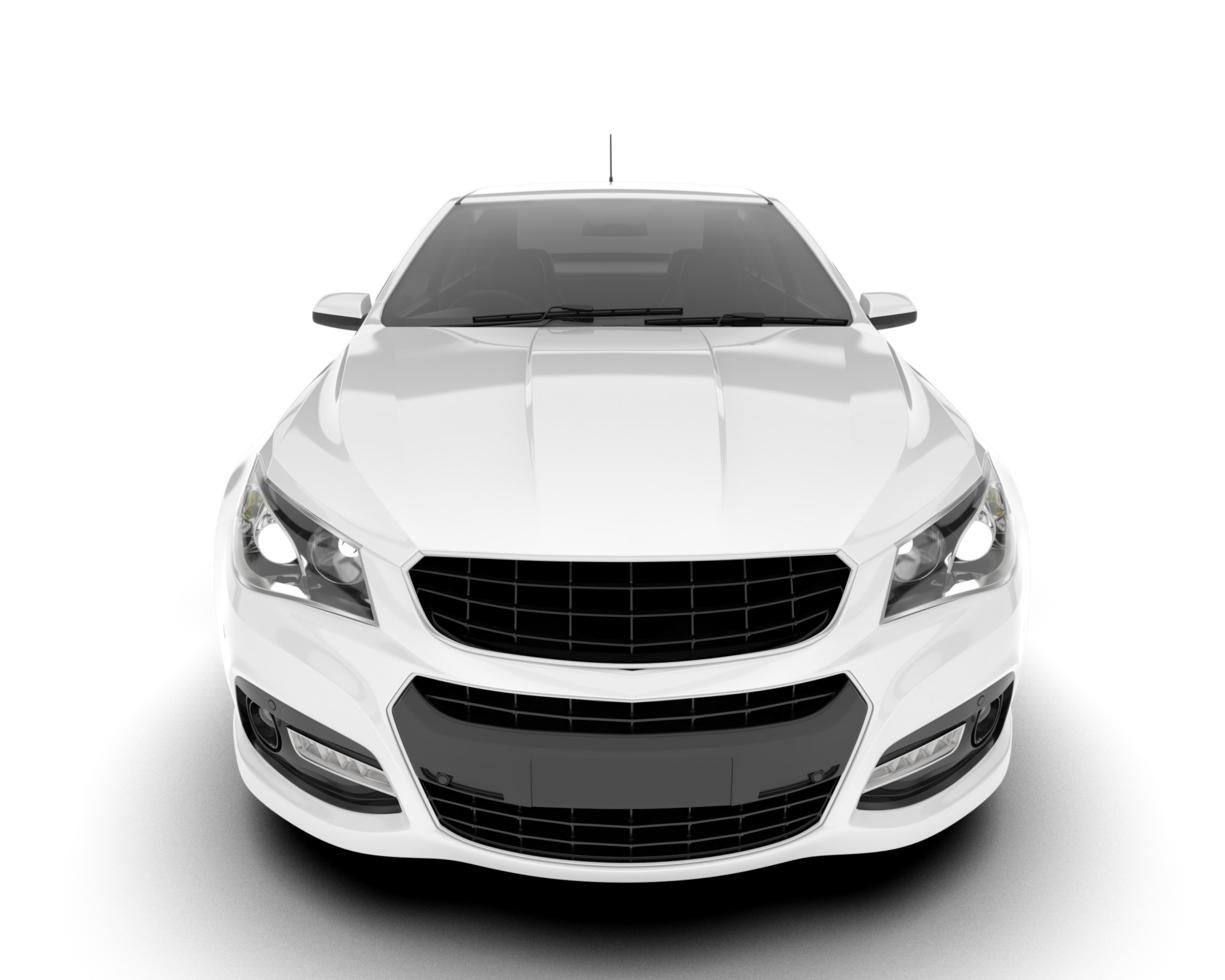 White modern car isolated on transparent background. 3d rendering - illustration png