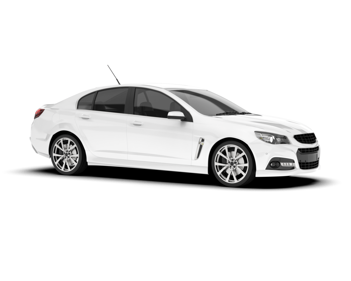 White modern car isolated on transparent background. 3d rendering - illustration png