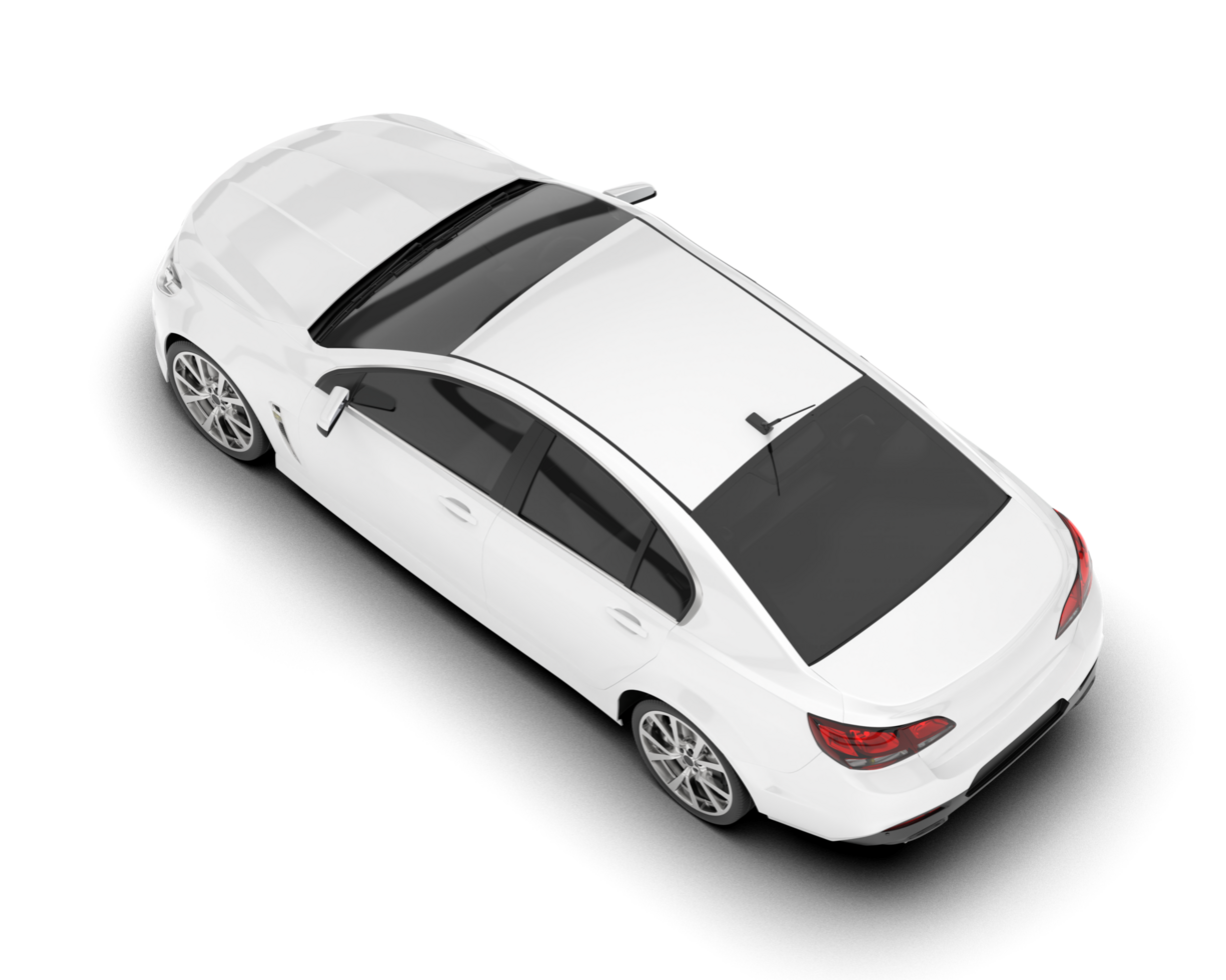 White modern car isolated on transparent background. 3d rendering - illustration png