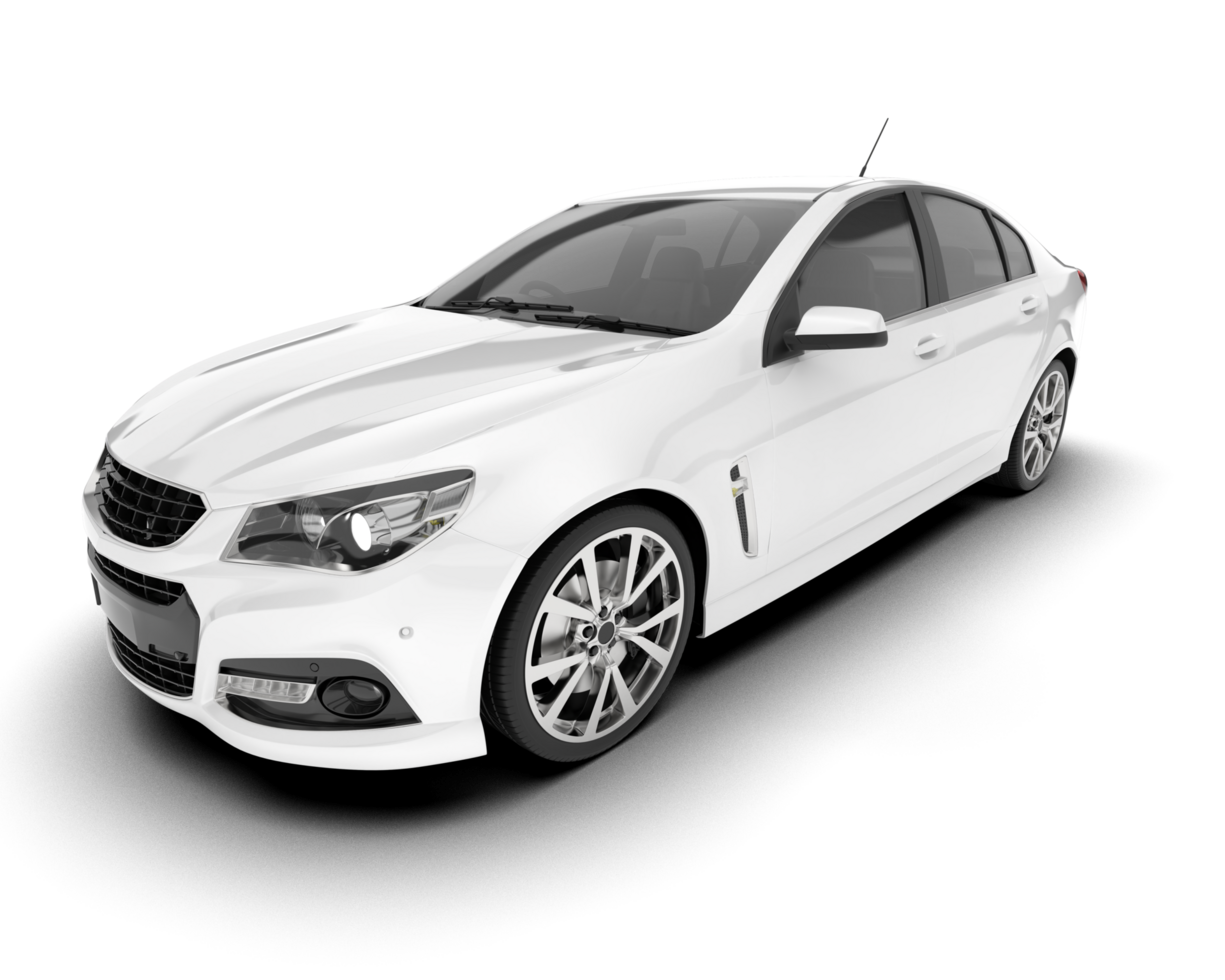 White modern car isolated on transparent background. 3d rendering - illustration png