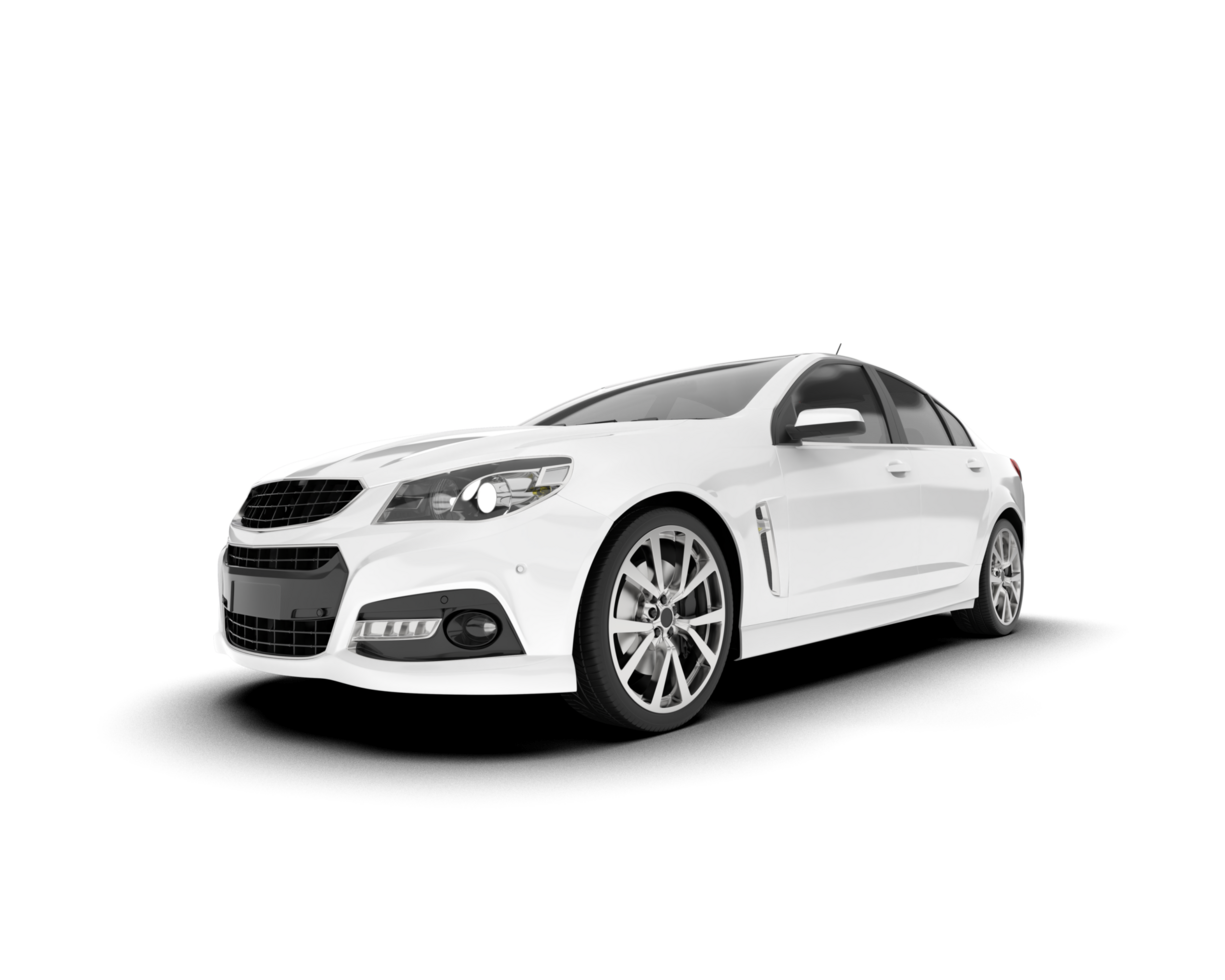 White modern car isolated on transparent background. 3d rendering - illustration png