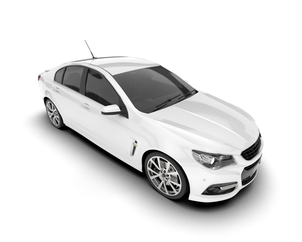 White modern car isolated on transparent background. 3d rendering - illustration png