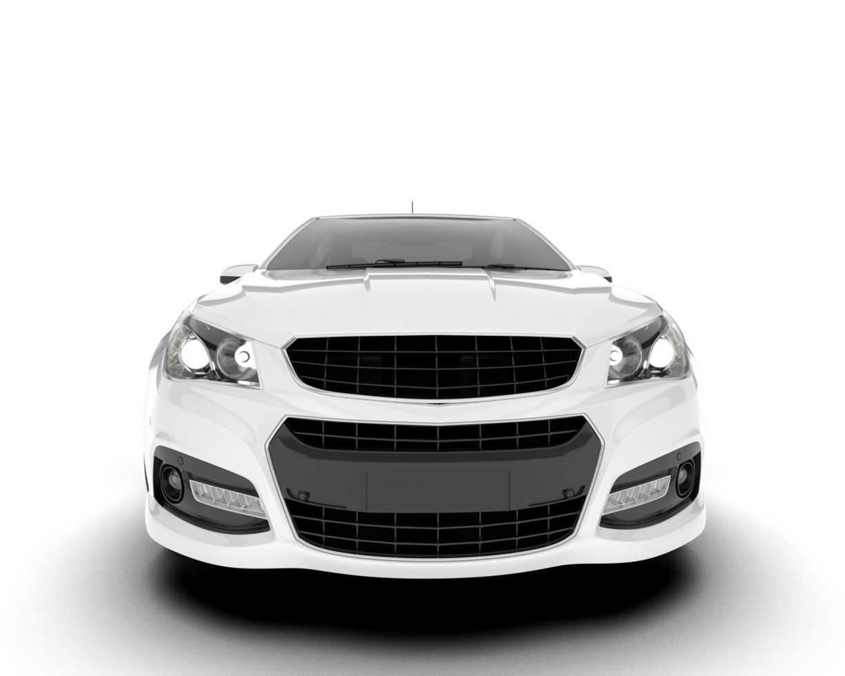 White modern car isolated on transparent background. 3d rendering - illustration png