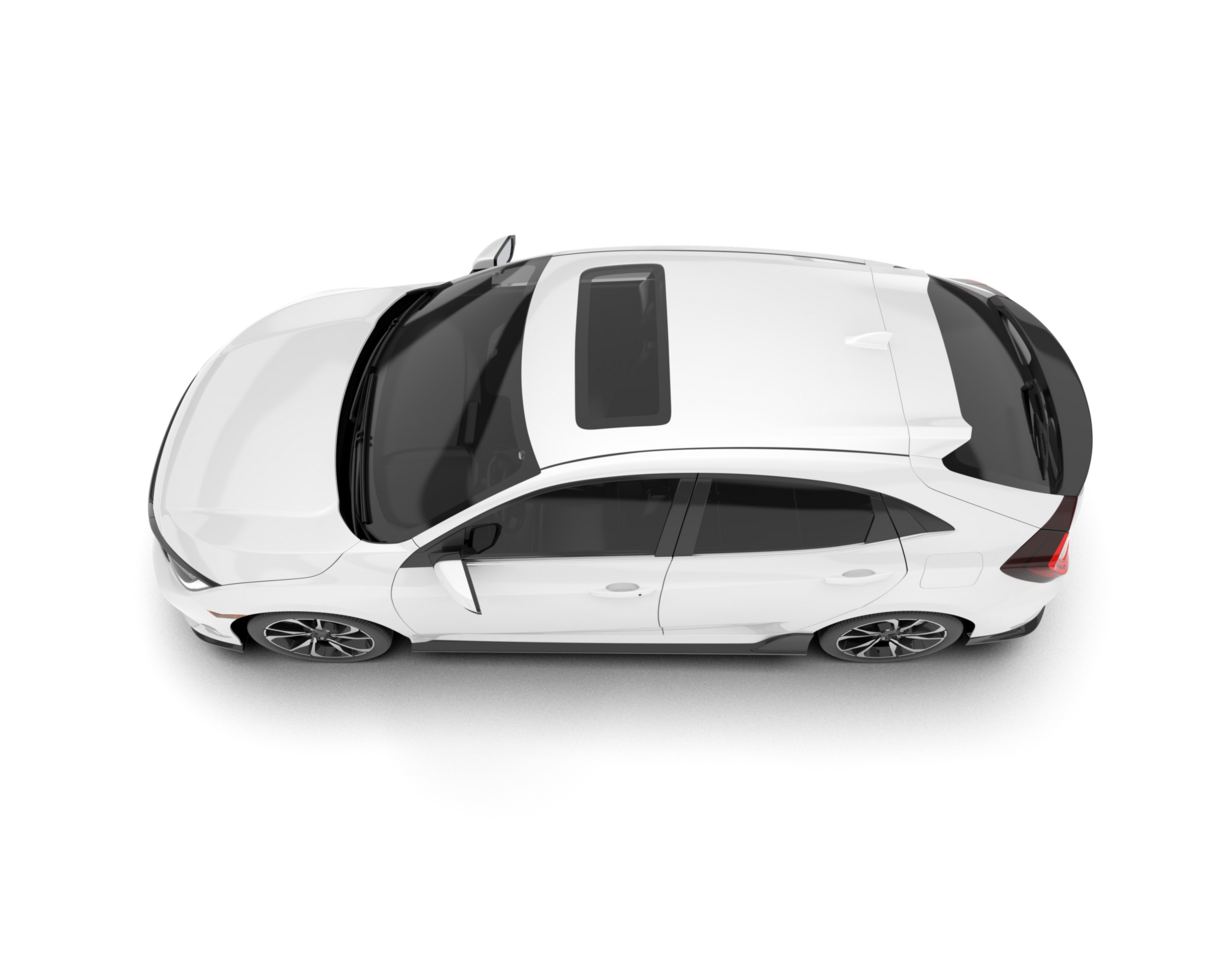 White modern car isolated on transparent background. 3d rendering - illustration png